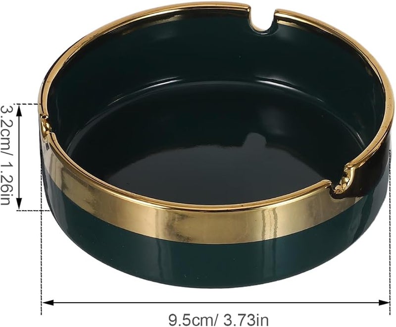 منفضة سيراميك بحافة ذهبية صينية سطح المكتب المحمولة للمنزل المكتب السفر الخارجي - Image 5